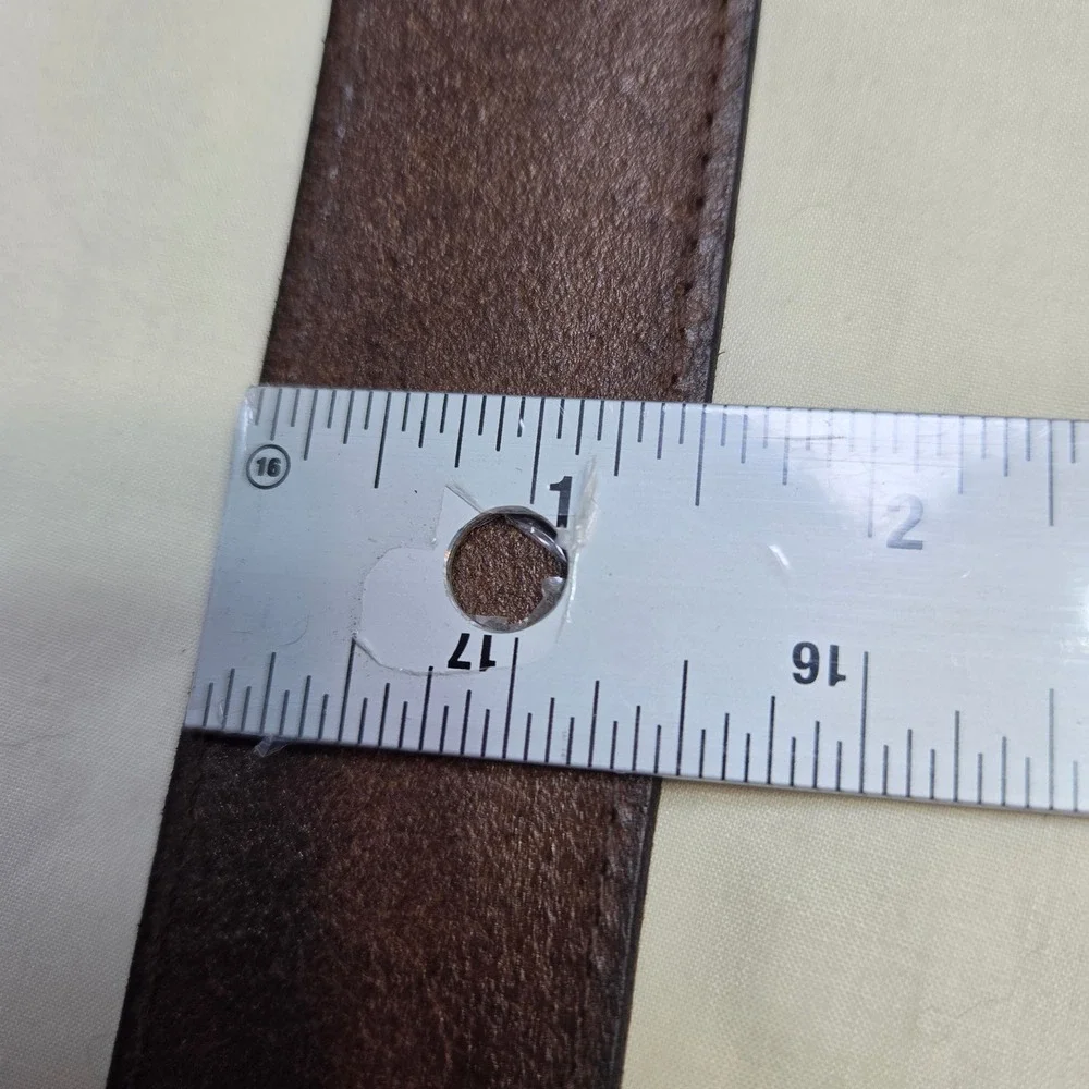 Vintage Brown Tooled Leather Belt Floral Embossed Brass Buckle Western‎ Mens 34